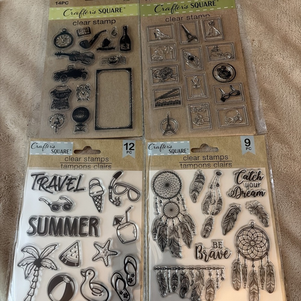 Lot Of 4 Crafters Square Clear Stamps  Lot 013 Scrapbook